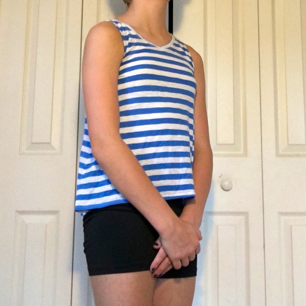 Blue And White Striped Tank Top
